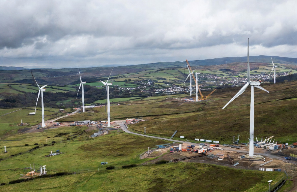 A new development taking place on a wind farm in rural England